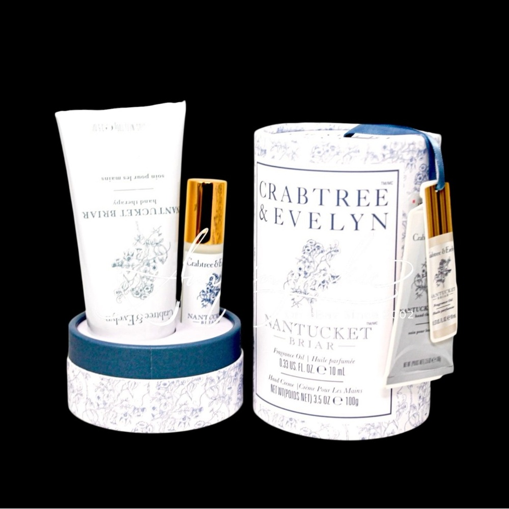 Crabtree & Evelyn Nantucket Briar Perfume Fragrance Oil .33 oz Hand Cream3.5oz.